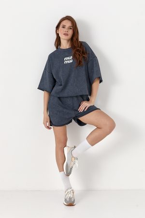 Спортивний костюм Miu Miu із шортами - темно-сірий цвет, L (є розміри)