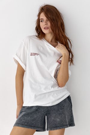 Футболка із зображенням полуниці - білий цвет, ONE SIZE (є розміри)