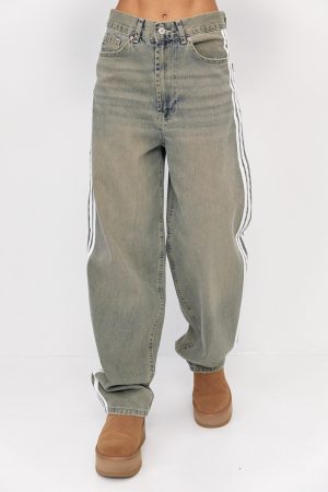 Жіночі джинси Baggy з лампасами - меланж цвет, 42р (є розміри)