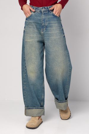 Джинси жіночі wide leg з потертостями - джинс цвет, 34р (є розміри)