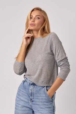Жіноча трикотажна кофта з довгим рукавом - сірий цвет, M (є розміри)