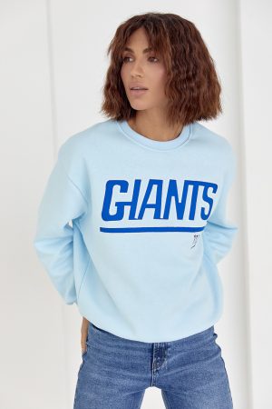 Жіночий теплий світшот з написом Giants - блакитний цвет, M (є розміри)