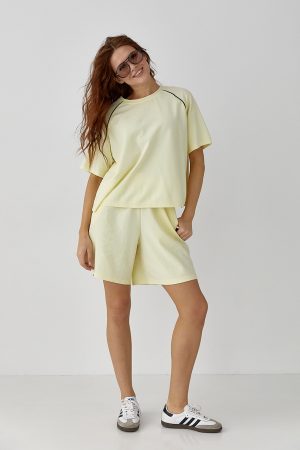Спортивний костюм із шортами - лимонний цвет, ONE SIZE (є розміри)