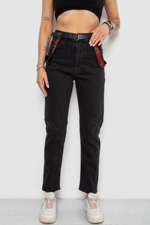Джинси жіночі Mom-fit, колір чорний, 182R9135