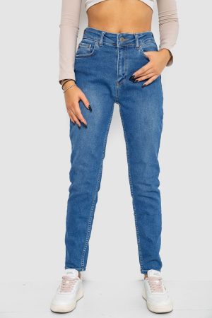 Джинси жіночі Mom-fit стрейч, колір синій, 244R1133
